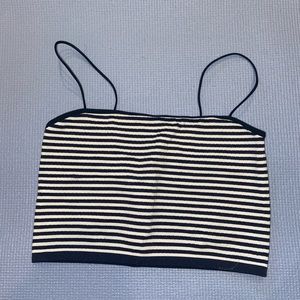 Striped White and Blue Cropped Shirt